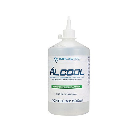 Álcool Isopropílico 500ml Profissional Pureza 99,8% Implastec