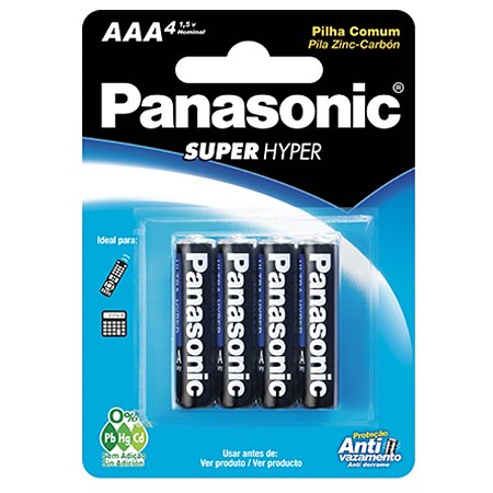 Pilha Zinco AAA Palito Super Hyper Panasonic Cartela 4 Unidades
