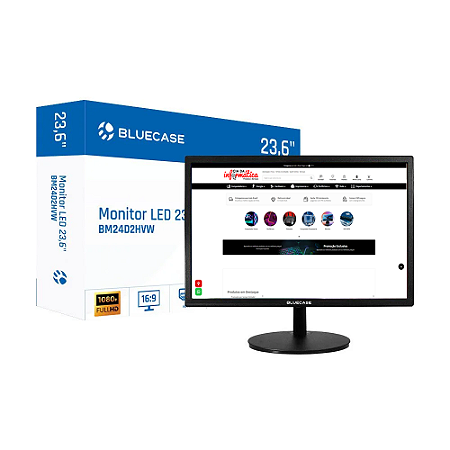 Monitor LED 23,6" Full HD 1080P 75Hz HDMI VGA Vesa 75 BM24D2HVW Bluecase