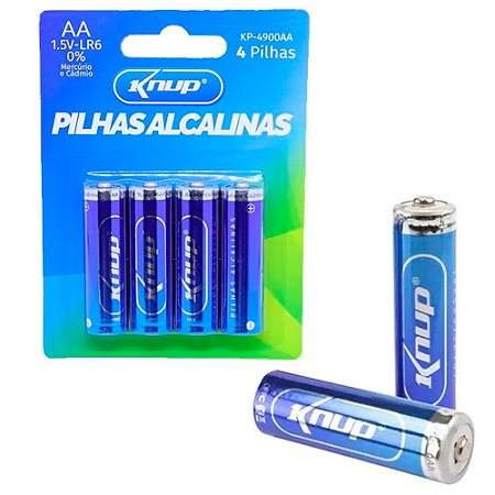 Pilha Alcalina AA KP-4900AA Knup Cartela 4 Unidades