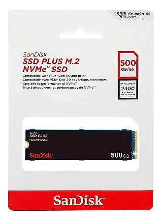 SSD M.2 NVME 500GB Leitura 2400MB/s Sandisk Plus SDSSDA3N500GG26