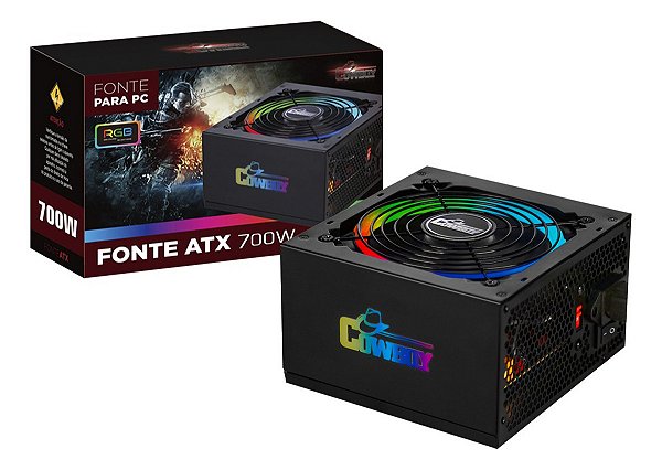 Fonte ATX Real 700W RGB Bivolt RGB Cowboy