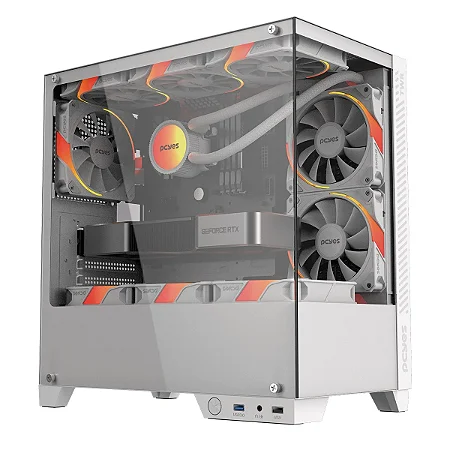 Gabinete Gamer Forcefield TWR White Ghost Mid Tower mATX Vidro Temperado GFFWRWG PCYes
