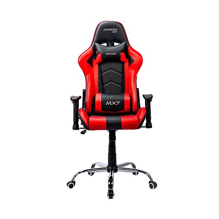 Cadeira Gamer MX7 Mymax Reclinável 150kg c/Ajuste de Altura e Descanso de Braço 2D Vermelho Preto MGCH-002/RD