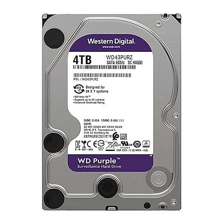 HD Purple 4TB SATA Cache 256GB 5400RPM WD43PURZ Surveillance Western Digital