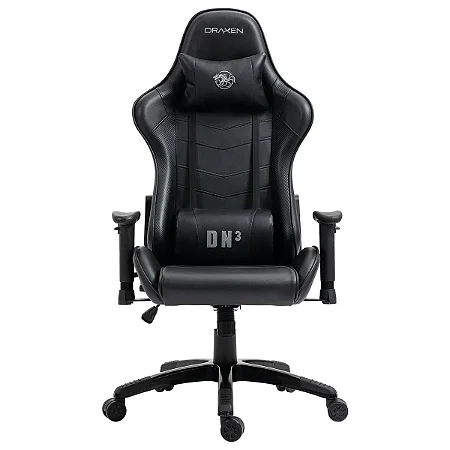 Cadeira Gamer Draxen DN3 Reclinável 150kg c/Ajuste de Altura e Descanso de Braço 2D Preto DN003/BK