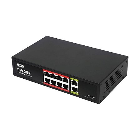 Switch 8 Portas POE Hibrido Gigabit 2 Portas UPLink /1000 KP-PW002 Knup