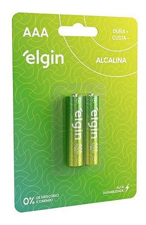 Pilha Alcalina Elgin 1,5V AAA Palito 2 Unidades
