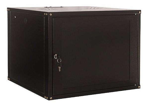 Rack de Parede 19" 10U x 370mm Preto Sólido S/Visor