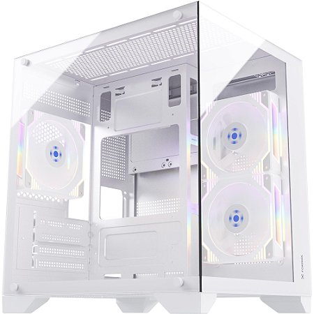 Gabinete Gamer Clarity Mid Tower Aquário Vidro Temperado Branco Fortrek