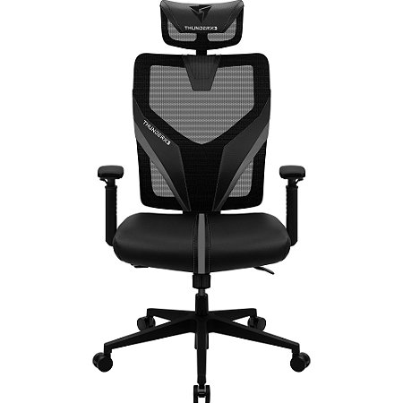 Cadeira de Escritório Ergonômica em Malha e Couro c/Ajuste de Braço e Encosto Yama ThunderX3