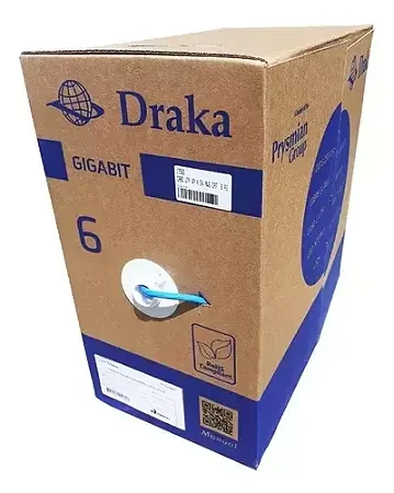 Cabo de Rede Gigabit CAT6 305 metros 24AWG LCHZ Draka Prysmian Azul