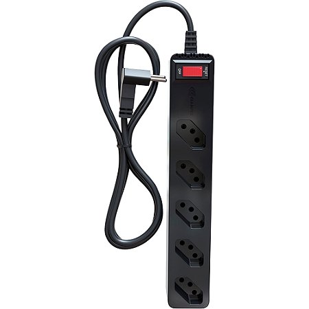 Filto de Linha Protetor de Surto 5 Tomadas 3 Pinos NBR Preto iClamper