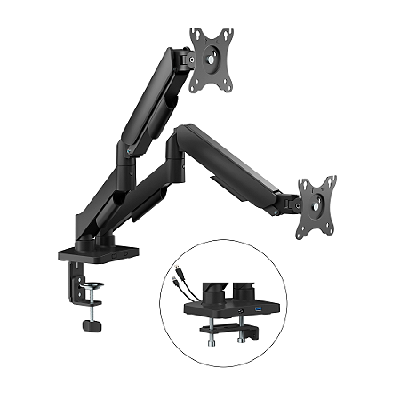 Suporte para 2 Monitores Articulado Com HUB Usb 17 a 32" Preto BLUECASE