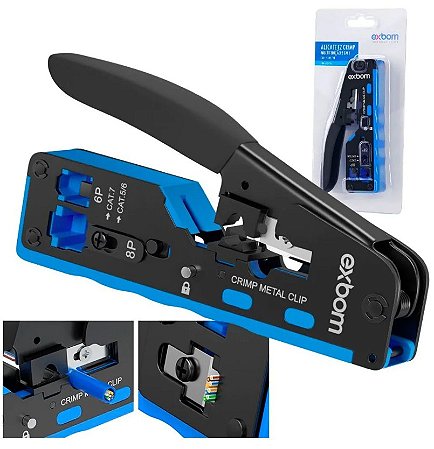Alicate de Crimpar Profissional para CAT 7 Vazado RJ45 Exbom