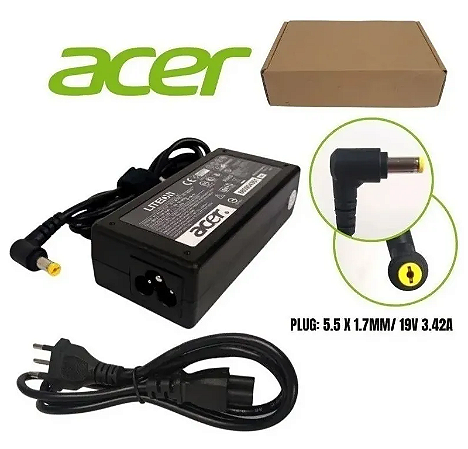 Fonte Carregador Notebook Acer 19V 3.42A 65W Plug 5.5mm x 1.7mm Bivolt Knup 10894