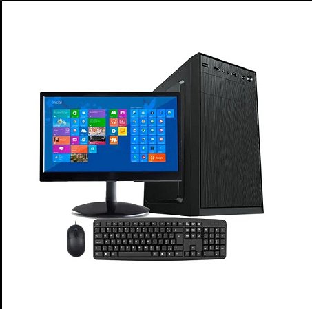 KIT OFFICE com computador Intel Core I3 7100, Placa Mãe H110m, Memória 8GB, SSD NVME 120GB, Gabinete c/Fonte Padrão, Monitor de 19 polegadas e Kit Teclado e Mouse