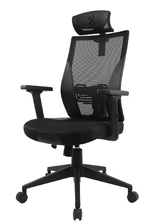 Cadeira Ergonômica Ergo SHIELD Premium Preta Tela Mash Reclinável Fortrek