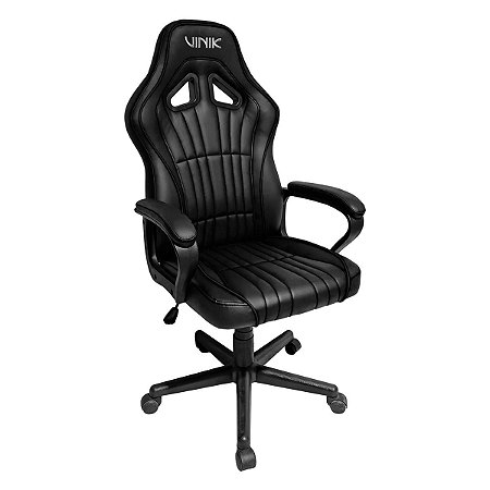 Cadeira Gamer Vinik Atlas NV-9467, Preta, Acabamento em Courino, Base Nylon com Rodas PU, Suporta até 120kg,