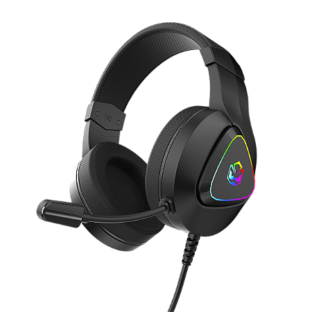 Headset Gamer Pcyes Deffy Black Vulcan com LED Fixo RGB e Conexão USB 2.0