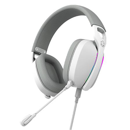 Headset Gamer PCYES White Ghost, Conexão USB 2.0, LED RGB Fixo, Drivers 40mm, Microfone Destacável O