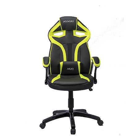 Cadeira Gamer Mymax MX1 Giratória Preto/Verde Estofamento PU Ergonômica