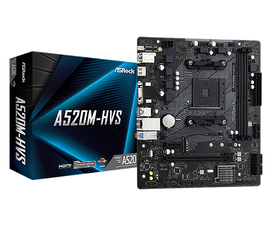 Placa Mae AM4 ASRock A520M-HVS AM4 DDR4 mATX vga/hdmi/M.2/SATA