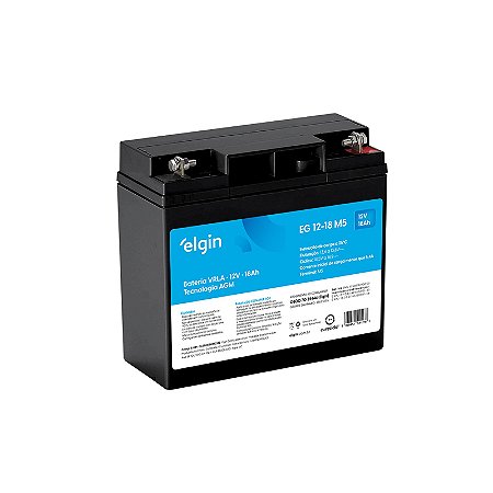 Bateria selada Elgin EG 12-18 M5 12V 18Ah VRLA-AGM para nobreak/telecomunicações