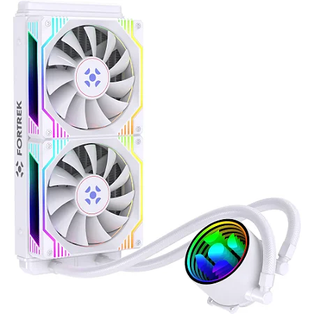 Water Cooler Fortrek Breezy 240mm, 2x Fans 120mm ARGB, Branco, TDP 240W, Intel LGA 1700/1200/115x e