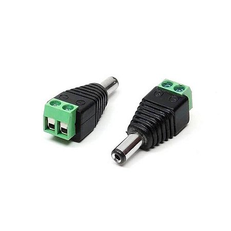 Conector Borne P4 Macho com Parafuso para Alimentação de Câmeras CFTV 12V - Plug 5mm x 2mm Sem Solda