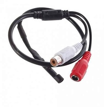 Microfone Digital para CFTV Pré-amplificado Alcance 40m² Alimentação 9-12V com Cabo e Conectores