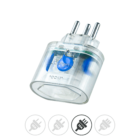 Protetor de Surtos Clamper iClamper Pocket 1 Tomada 10A 3 Pinos Bivolt Transparente