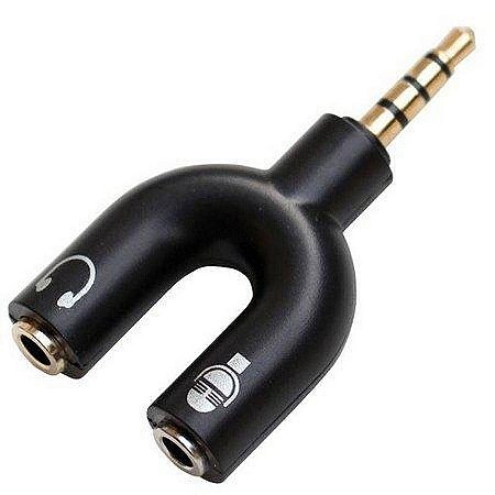 Adaptador Y P2 para P3 Knup KP-HM005 para Headset com Microfone 2x P2 Fêmea para 1x P3 Macho 3.5mm