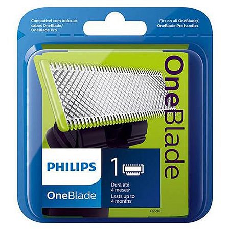 Lâmina Refil Philips OneBlade QP210/50 Original para Barbeador Elétrico, Compatível com Todos os Modelos OneBlade e OneBlade Pro