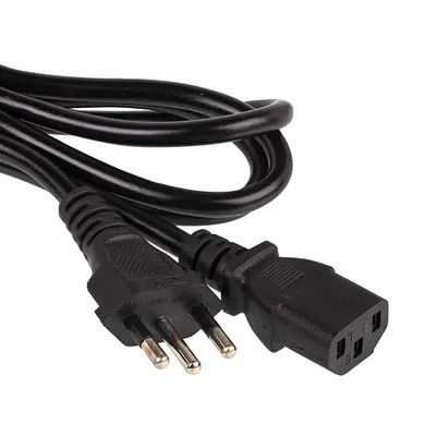 Cabo de Força Tripolar 3 Pinos Novo Padrão NBR 14136 para Fonte ATX e Monitor 1.2m 3x0,75mm²