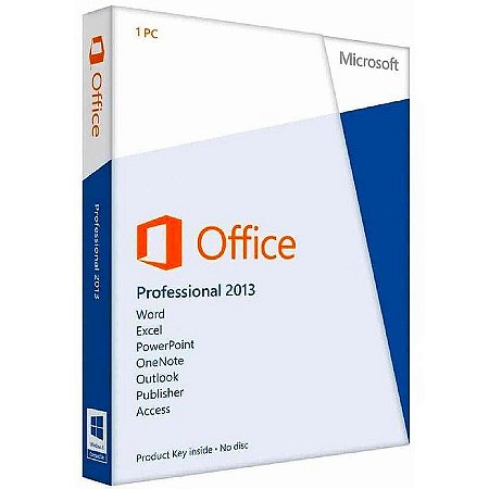 Microsoft Office Professional 2013 Licença FPP ESD Chave de Ativação PT-BR para 1 PC Word Excel PowerPoint Outlook Access Publisher