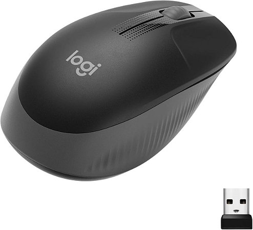 Mouse Logitech M190 Sem Fio Cinza 1000 DPI Ambidestro USB