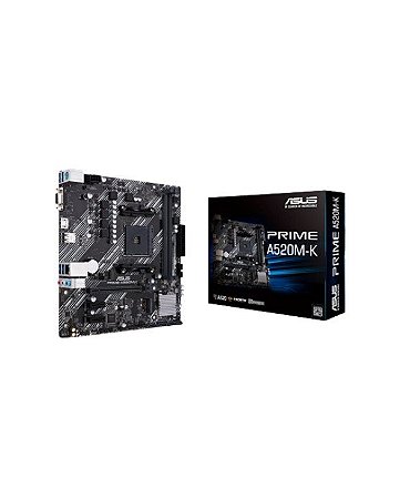 Placa-Mãe AM4 A520 Asus PRIME A520M-K DDR4 NVMe M.2 HDMI VGA mATX