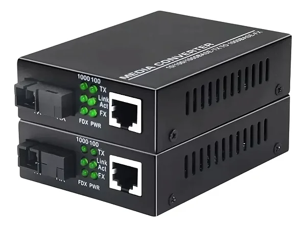 Kit Conversor de Mídia Fibra Óptica Knup KP-AD147 Gigabit 1000Mbps para Rede RJ45 Par A+B