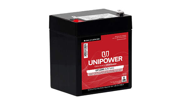 Bateria Selada UNIPOWER UP1250 12V 5.0Ah para Nobreak e Sistemas de Segurança