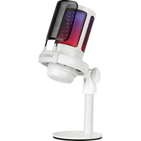 Microfone Gamer Fortrek MIC10 USB Cardioide com Iluminação Branco