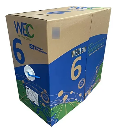 Cabo de Rede Wec CAT6 UTP 24AWG Cobre 250MHz Homologado Anatel Azul (Venda por Metro)