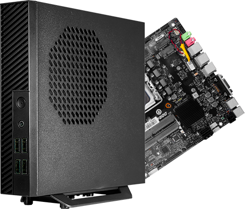 Kit Gabinete KMEX Nano PC HS-02B2 com Placa-Mãe LGA1200 Z490 DDR4 Notebook M.2 NVMe Fonte 90W