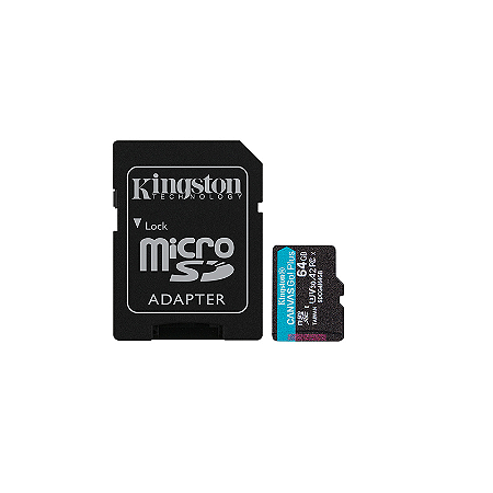 Cartão de Memória MicroSD Kingston Canvas Go! Plus 64GB Classe 10 200MB/s com Adaptador SD SDCG4/64GB