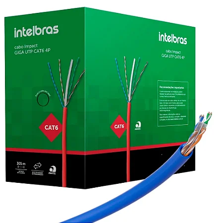 Cabo de Rede Intelbras Giga CAT.6 23AWG U/UTP 100% Cobre Azul IG6CAZ CX 305m