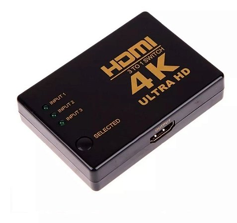 Switch HDMI 3 Portas 4K Ultra HD com Controle