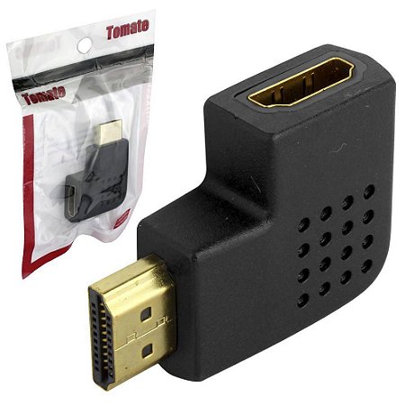 Adaptador HDMI Fêmea x HDMI Macho 90° Graus - Cia da Informática - Os  Melhores Preços do DF