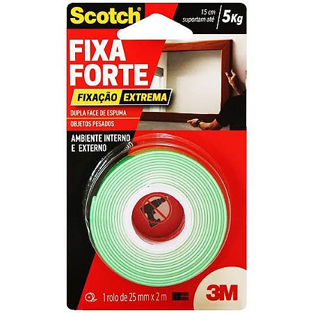 Fita Dupla Face Fixa Forte 3 Metros 24mmX2m