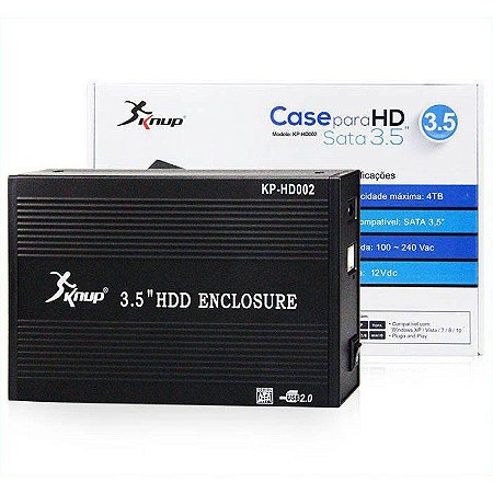 Case Externa HD 3.5" USB 2.0 Alumínio c/Fonte KP-HD002 Knup