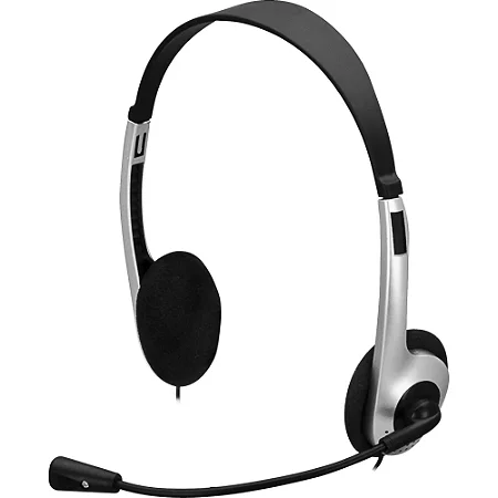 Headset Fortrek HBL101 Multimídia com Microfone Flexível Prata e Preto